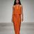 Orange embroidered assam satin skirt set