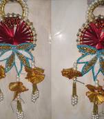 handmade shubh labh door hanging lotus design wall hangingtraditional decor for home (pack of 2)