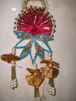 handmade shubh labh door hanging lotus design wall hangingtraditional decor for home (pack of 2) 3