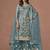 Sky blue net heavy thread embroidery, zari with sequins work salwar kameez