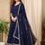 Navy blue art silk heavy thread embroidery sequins work readymade gown pant with dupatta