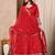 Red art silk heavy thread embroidery sequins work readymade gown pant with dupatta