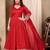 Red art silk heavy thread embroidery sequins work readymade gown pant with dupatta