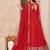 Red art silk heavy thread embroidery sequins work readymade gown pant with dupatta