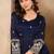 Navy blue art silk heavy thread embroidery sequins work readymade gown pant with dupatta