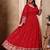 Red art silk heavy thread embroidery sequins work readymade gown pant with dupatta
