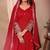 Red art silk heavy thread embroidery sequins work readymade gown pant with dupatta