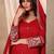 Red art silk heavy thread embroidery sequins work readymade gown pant with dupatta