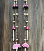 handmade peony flower hanging home decorativebeads temple decoration hanging (pack of 2)