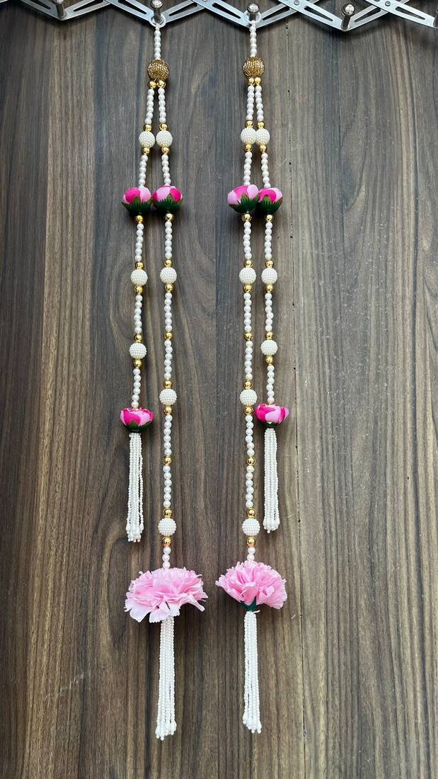 handmade peony flower hanging home decorativebeads temple decoration hanging (pack of 2)