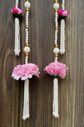 handmade peony flower hanging home decorativebeads temple decoration hanging (pack of 2)