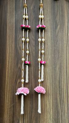 handmade peony flower hanging home decorativebeads temple decoration hanging (pack of 2) 3