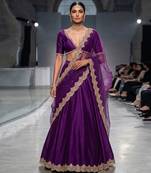 Purple Embroidered Dupion Silk Lehenga Set