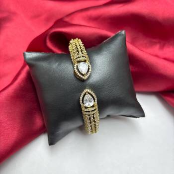 Gold Teardrop CZ Open Cuff Bracelet, Bridal Wedding Bangle, Adjustable Party Jewelry 2