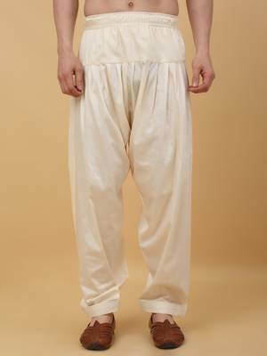 Men cotton elasticated cream salwar 1