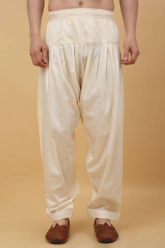 Men cotton elasticated cream salwar