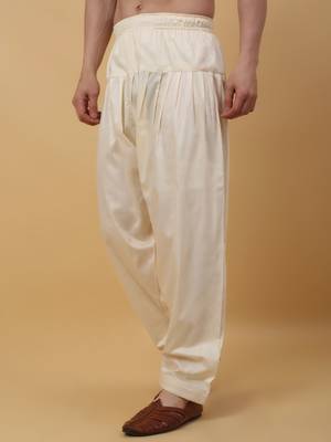 Men cotton elasticated cream salwar 2