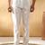 Men cotton silk elastic waistband white trouser