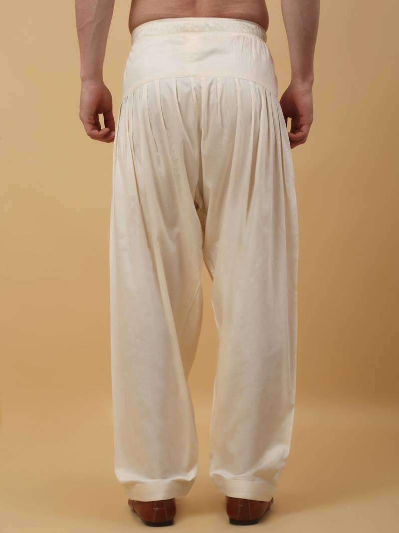 Men cotton elasticated cream salwar