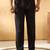 Men cotton silk elastic waistband black trouser