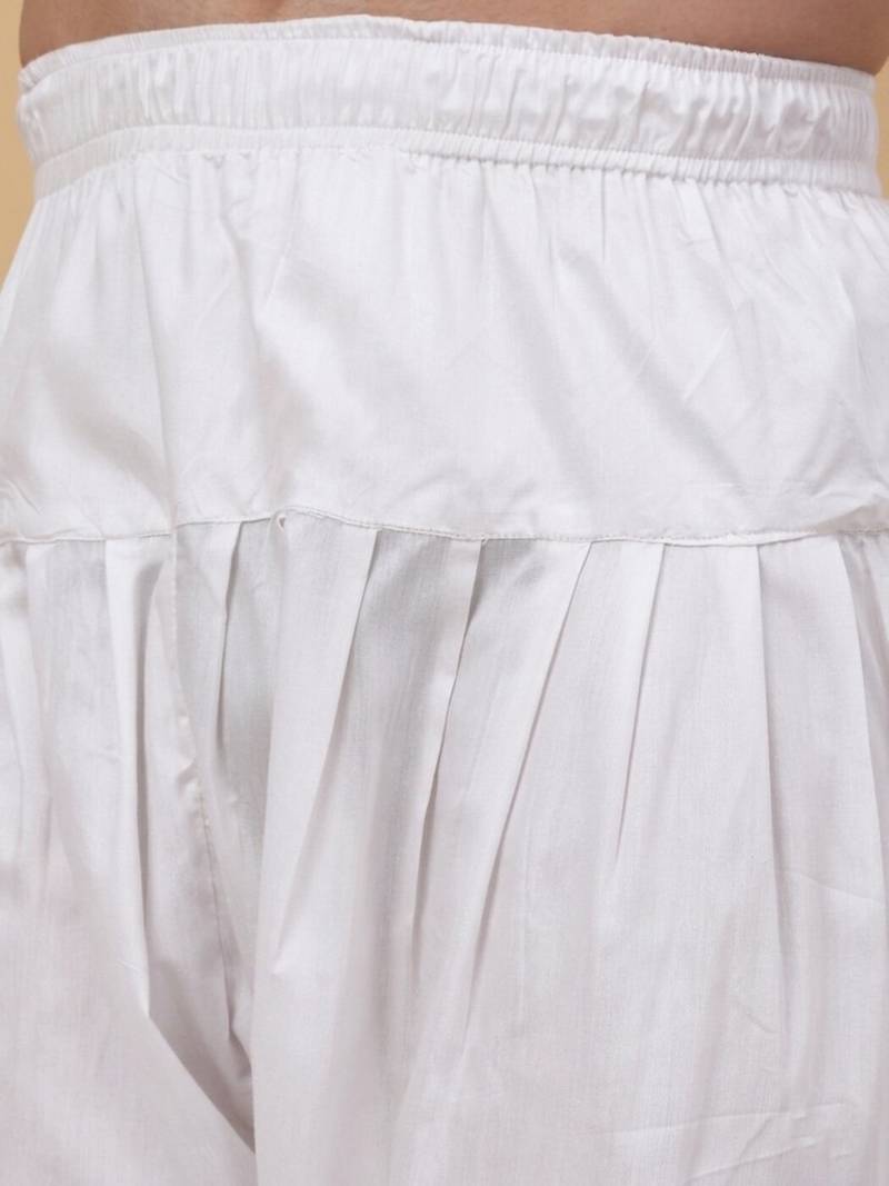 Men cotton elasticated white salwar