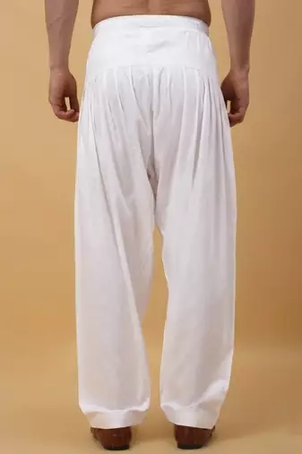 Men cotton elasticated white salwar