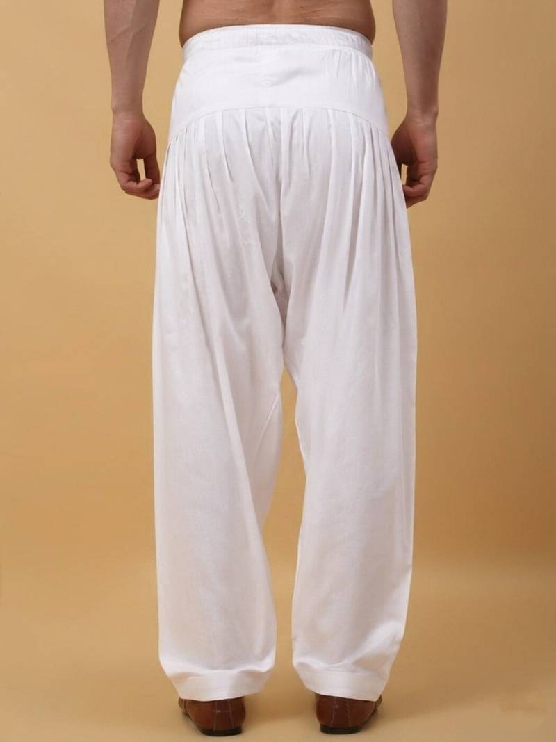 Men cotton elasticated white salwar