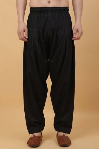 Men cotton elasticated black salwar