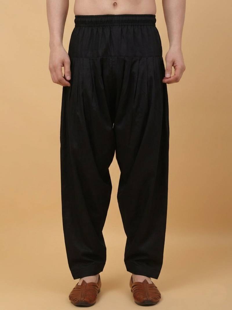 Men cotton elasticated black salwar