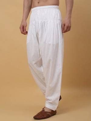 Men cotton elasticated white salwar 4
