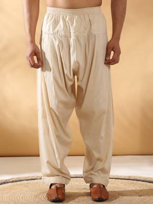 Men cotton elasticated beige salwar 1