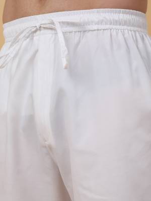 Men's cotton blend white elastic waistband churidar 3