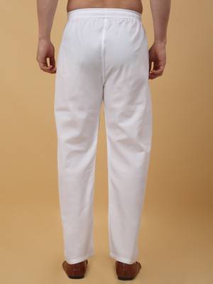 Men's cotton blend white elastic waistband churidar 4