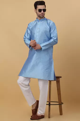 Men's cotton blend white elastic waistband churidar