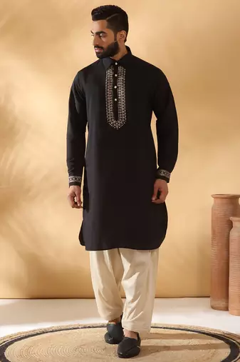 Men cotton elasticated beige salwar
