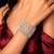 Rhodium Plated Wide CZ Cuff Bracelet, Openwork Crystal Statement Jewelry