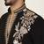 Men embroidered thread work embellished yoke design long black kurta