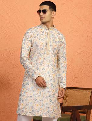 cream kurta featuring intricate floral patterns and mandarin collar 1