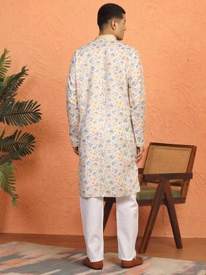 cream kurta featuring intricate floral patterns and mandarin collar 3