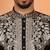 Men embroidered floral thread work japanese fabric black festive kurta
