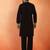 Men embroidered floral thread work japanese fabric black festive kurta