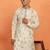 Men cream anchor kurta with gold floral motif prints