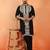 Men embroidered floral thread work japanese fabric black festive kurta
