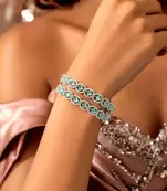 Emerald Green CZ Tennis Bracelet Set, Silver Plated Crystal Stackable Wedding Jewelry