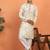 Men cream anchor kurta with gold floral motif prints