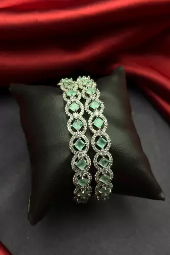 Emerald Green CZ Tennis Bracelet Set, Silver Plated Crystal Stackable Wedding Jewelry