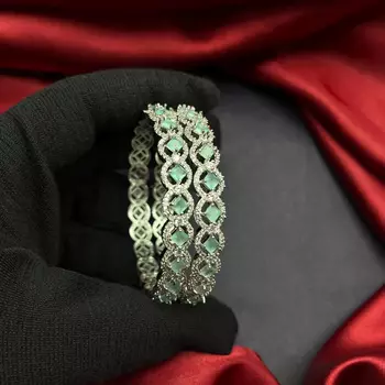 Emerald Green CZ Tennis Bracelet Set, Silver Plated Crystal Stackable Wedding Jewelry 3