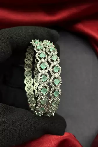 Emerald Green CZ Tennis Bracelet Set, Silver Plated Crystal Stackable Wedding Jewelry