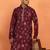 Men maroon anchor kurta with gold floral motif prints