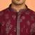 Men maroon anchor kurta with gold floral motif prints